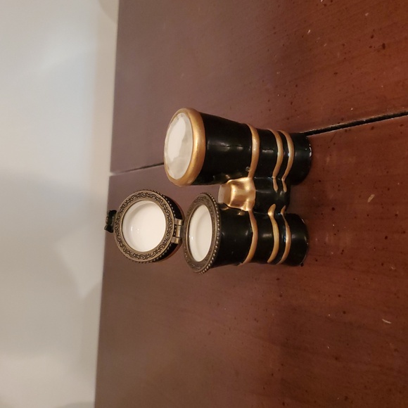 Limoges Style🌻 Black and Gold Binoculars Ceramic Box - Picture 4 of 4